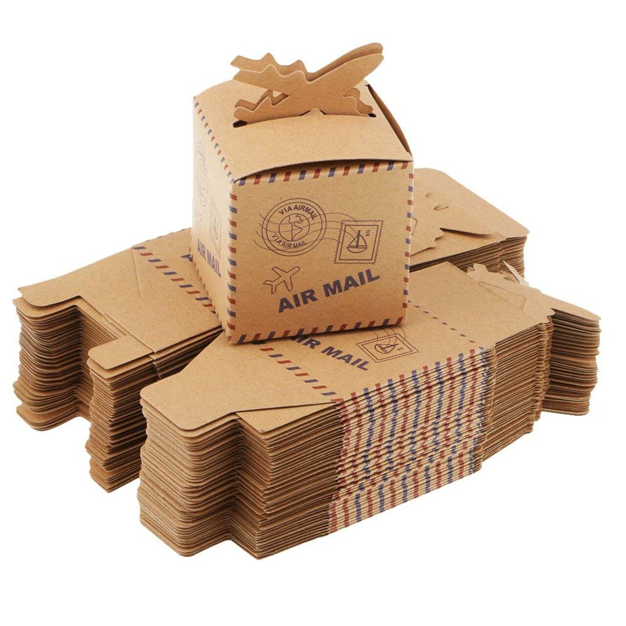 50pcs Travel Theme Airplane Kraft Paper Bag Wedding Favor Paper Bag Sweets Chocolate Candy Boxes Gift Boxes Wedding Birthday Party Favor